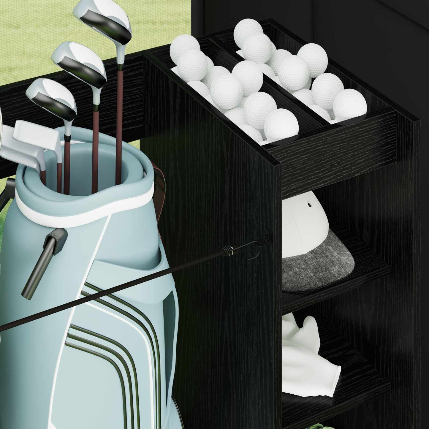 Golfkast met wiel Effen Zwart Eiken 120 x 45 x 98 cm is nu te koop bij PeponiXL, paradijselijk wonen!