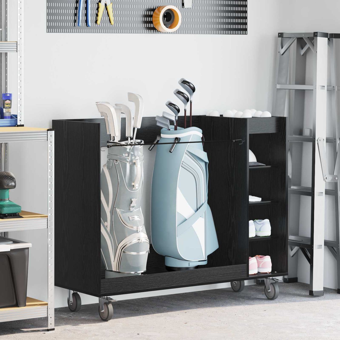 Golfkast met wiel Effen Zwart Eiken 120 x 45 x 98 cm is nu te koop bij PeponiXL, paradijselijk wonen!