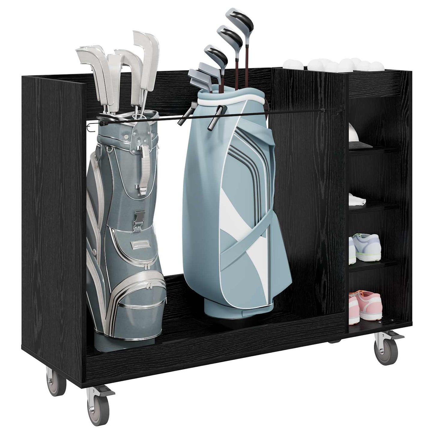 Golfkast met wiel Effen Zwart Eiken 120 x 45 x 98 cm is nu te koop bij PeponiXL, paradijselijk wonen!