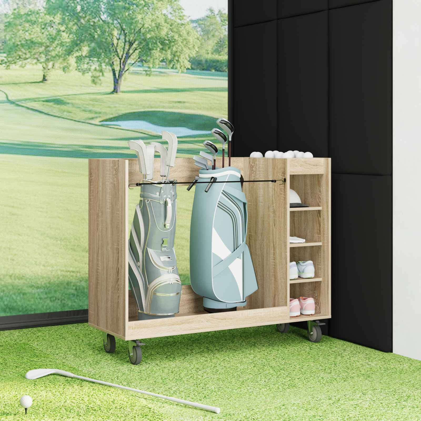 Golfkast met wiel Effen Sonoma Eiken 120 x 45 x 98 cm is nu te koop bij PeponiXL, paradijselijk wonen!
