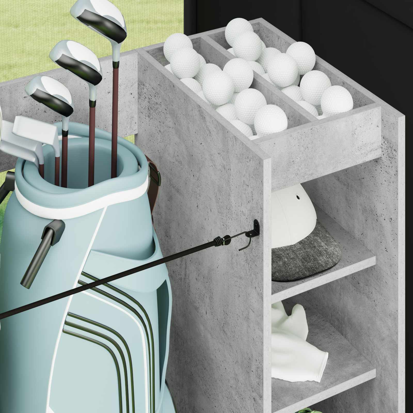 Golfkast met wiel Effen Beton Grijs 120 x 45 x 98 cm is nu te koop bij PeponiXL, paradijselijk wonen!