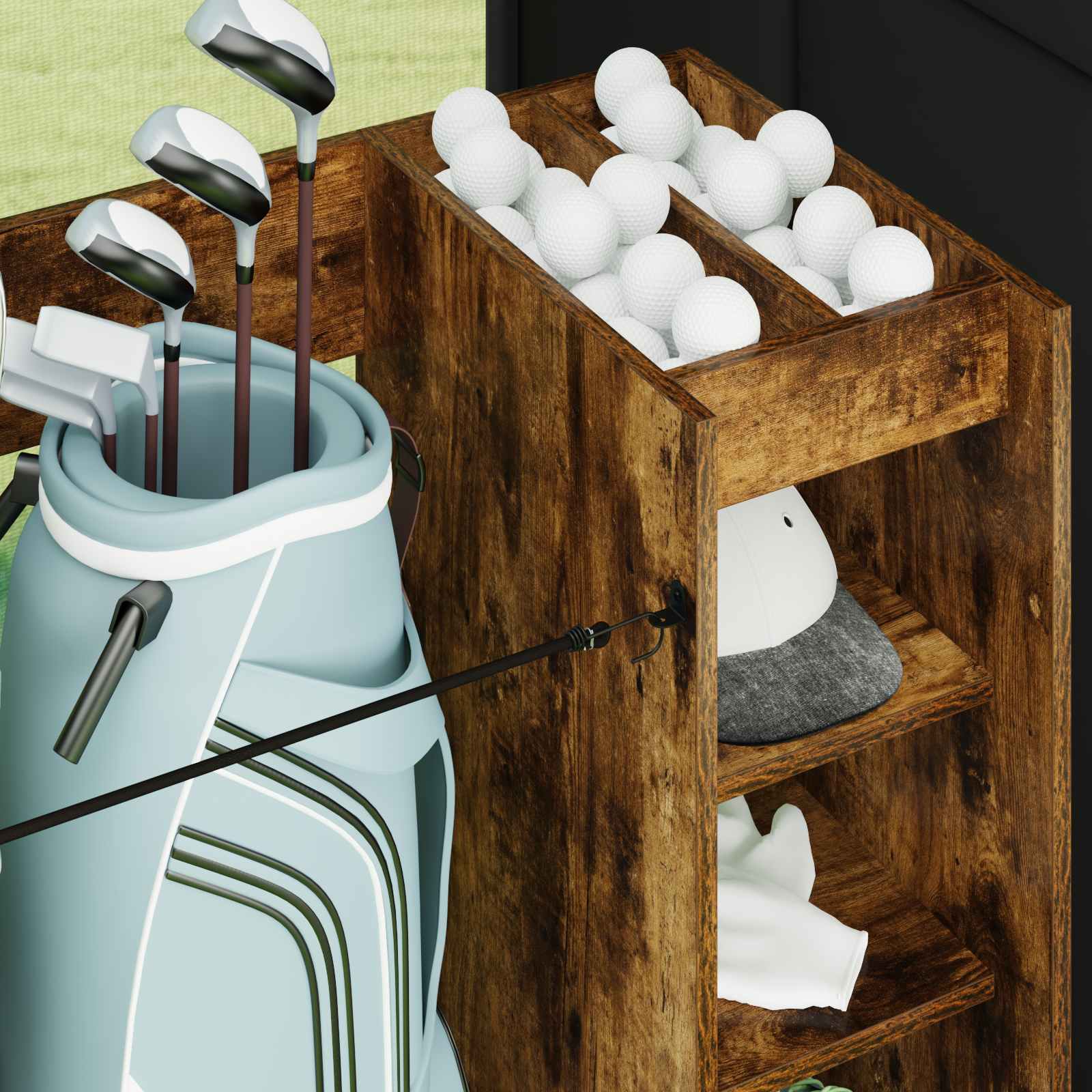 Golfkast met wiel Effen Gerookt eiken 120 x 45 x 98 cm is nu te koop bij PeponiXL, paradijselijk wonen!