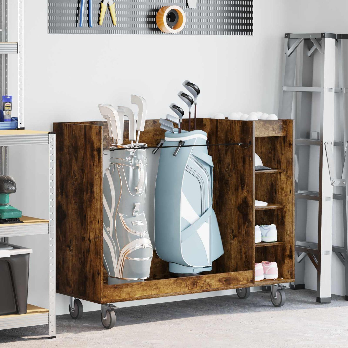 Golfkast met wiel Effen Gerookt eiken 120 x 45 x 98 cm is nu te koop bij PeponiXL, paradijselijk wonen!