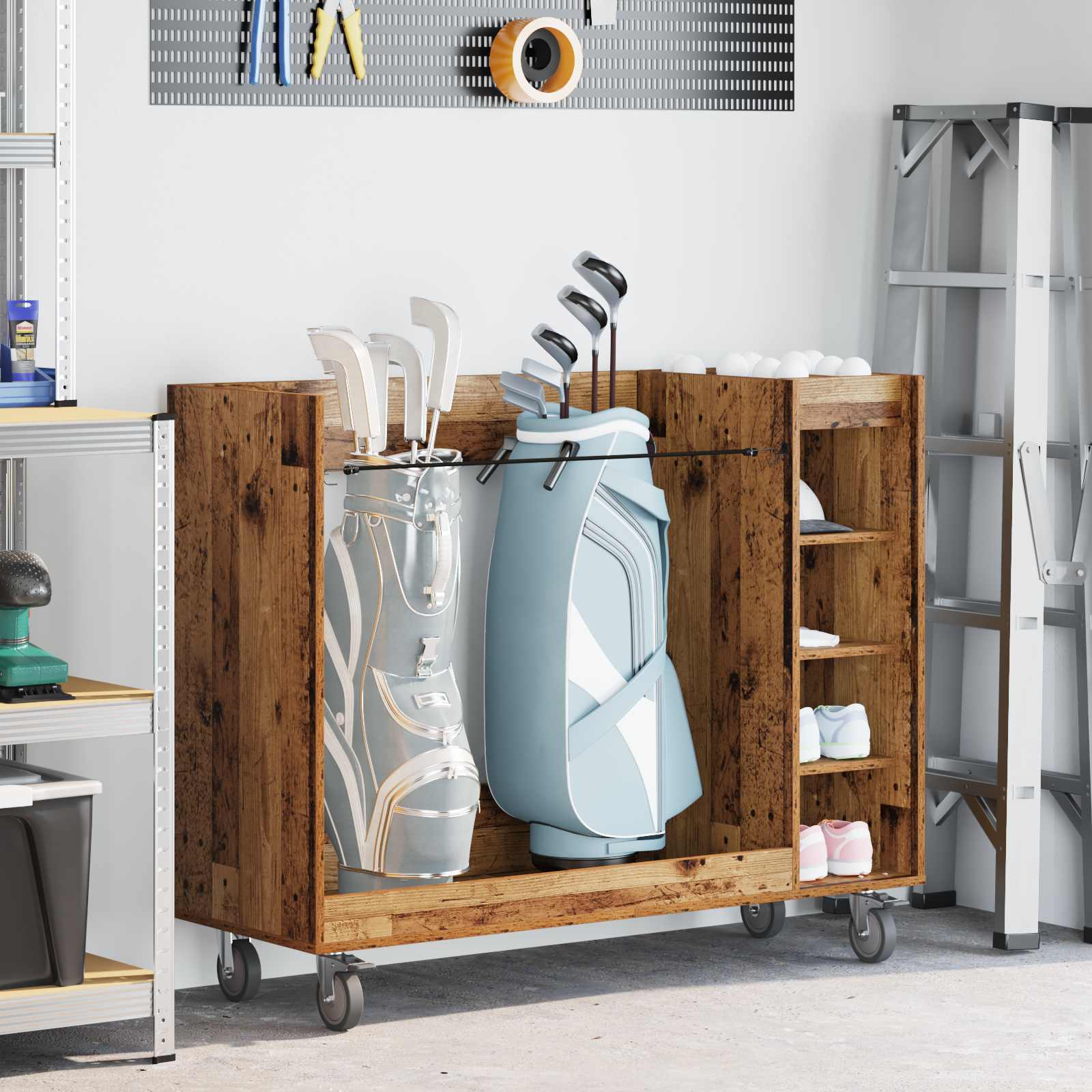 Golfkast met wiel Effen Oudhout 120 x 45 x 98 cm is nu te koop bij PeponiXL, paradijselijk wonen!