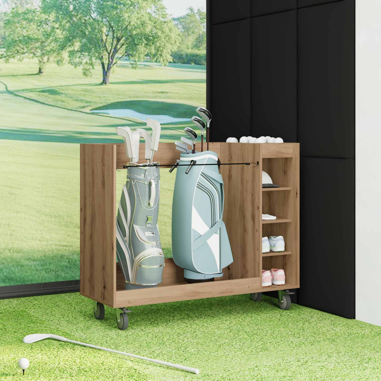 Golfkast met wiel Effen Artisan Eiken 120 x 45 x 98 cm is nu te koop bij PeponiXL, paradijselijk wonen!