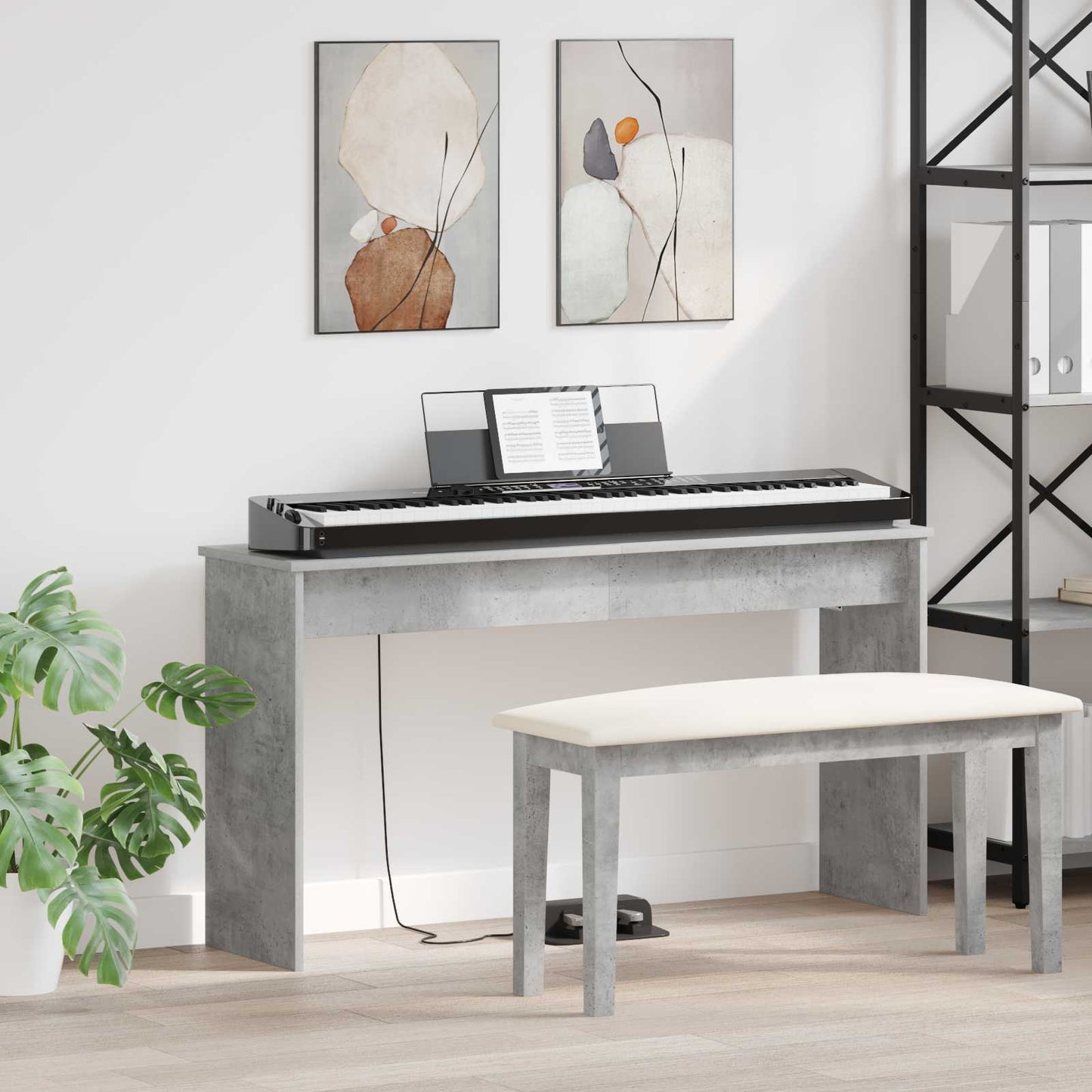 Keyboardstand Beton Grijs 120 x 32 x 64 cm Bewerkt hout is nu te koop bij PeponiXL, paradijselijk wonen!