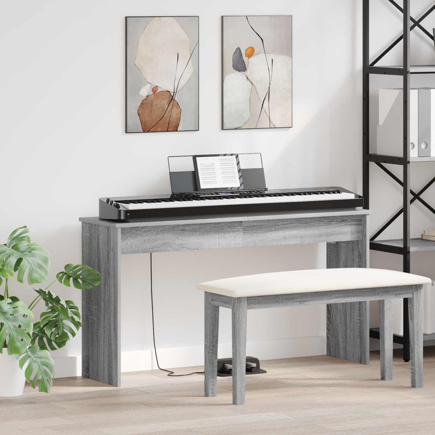 Keyboardstand Grijs Sonoma 120 x 32 x 64 cm Bewerkt hout is nu te koop bij PeponiXL, paradijselijk wonen!