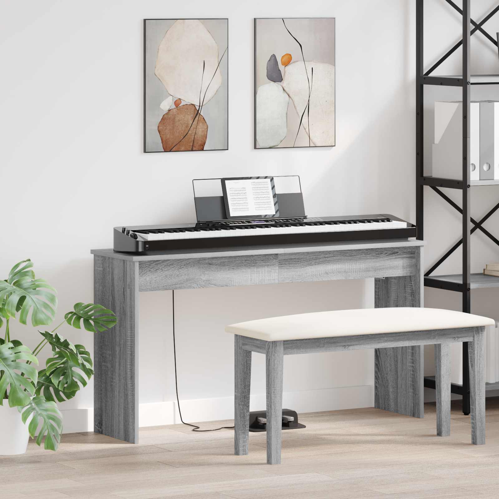 Keyboardstand Grijs Sonoma 120 x 32 x 64 cm Bewerkt hout is nu te koop bij PeponiXL, paradijselijk wonen!