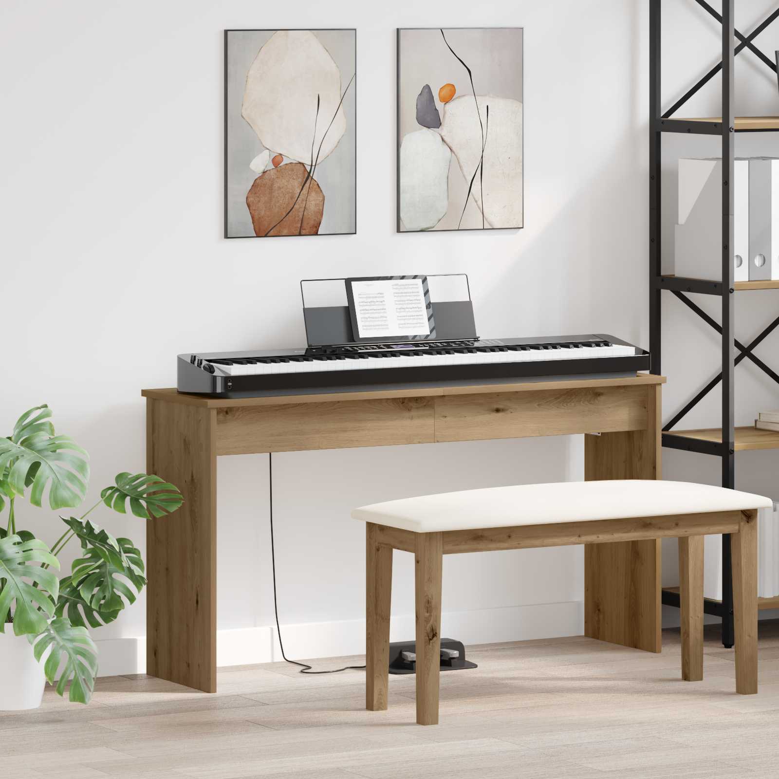Keyboardstand Artisan Eiken 120 x 32 x 64 cm Bewerkt hout is nu te koop bij PeponiXL, paradijselijk wonen!