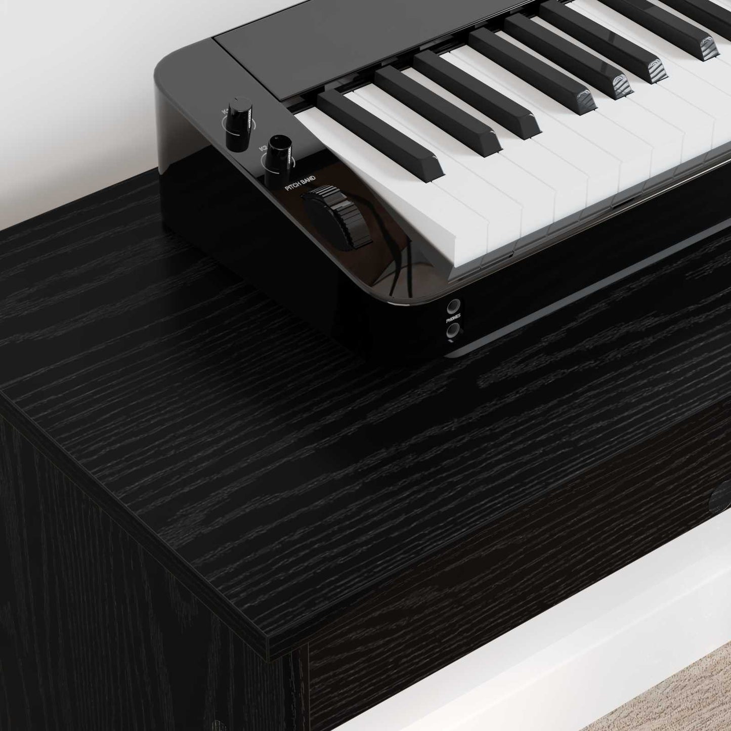 Keyboardstand Zwart Eiken 100 x 32 x 64 cm Bewerkt hout is nu te koop bij PeponiXL, paradijselijk wonen!