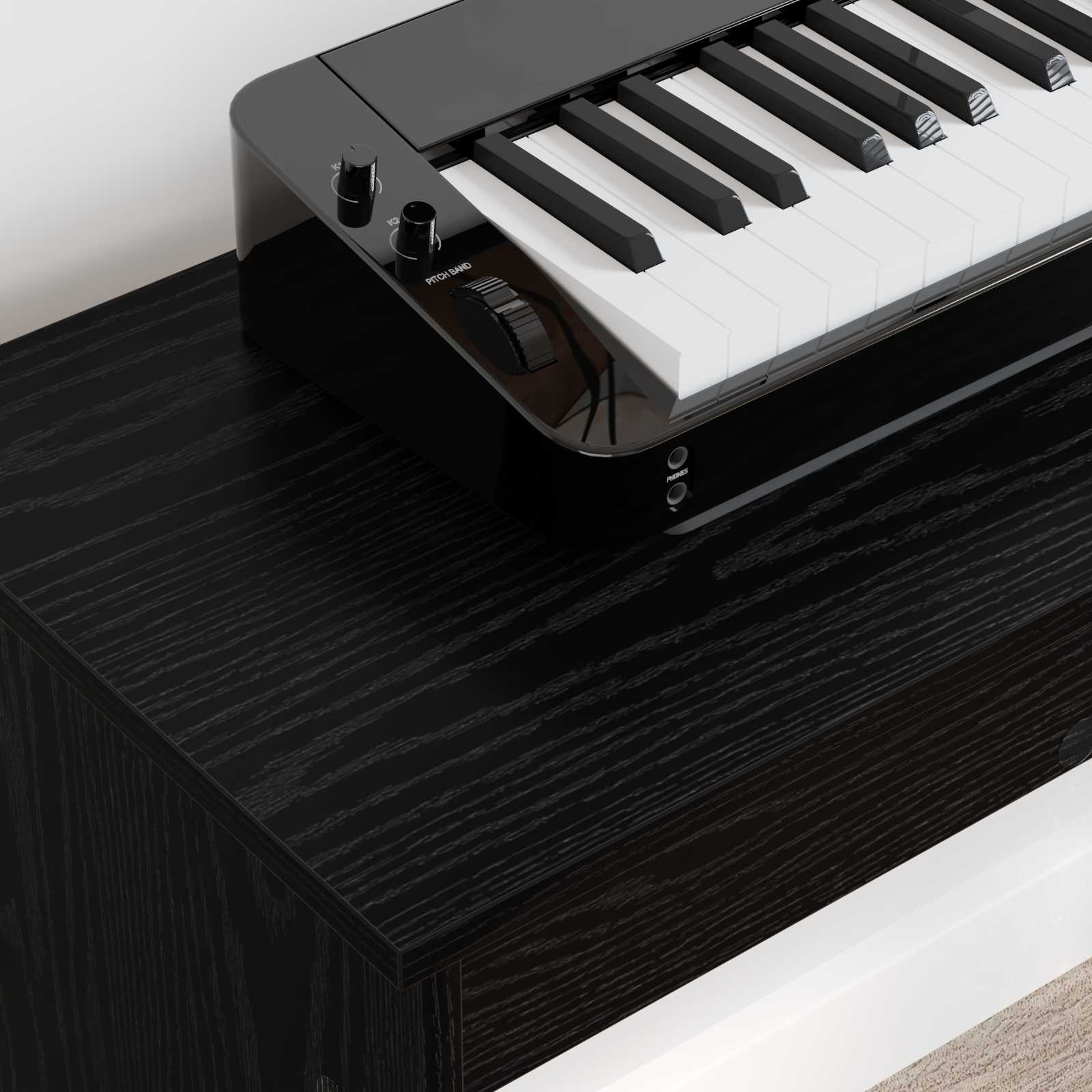 Keyboardstand Zwart Eiken 100 x 32 x 64 cm Bewerkt hout is nu te koop bij PeponiXL, paradijselijk wonen!