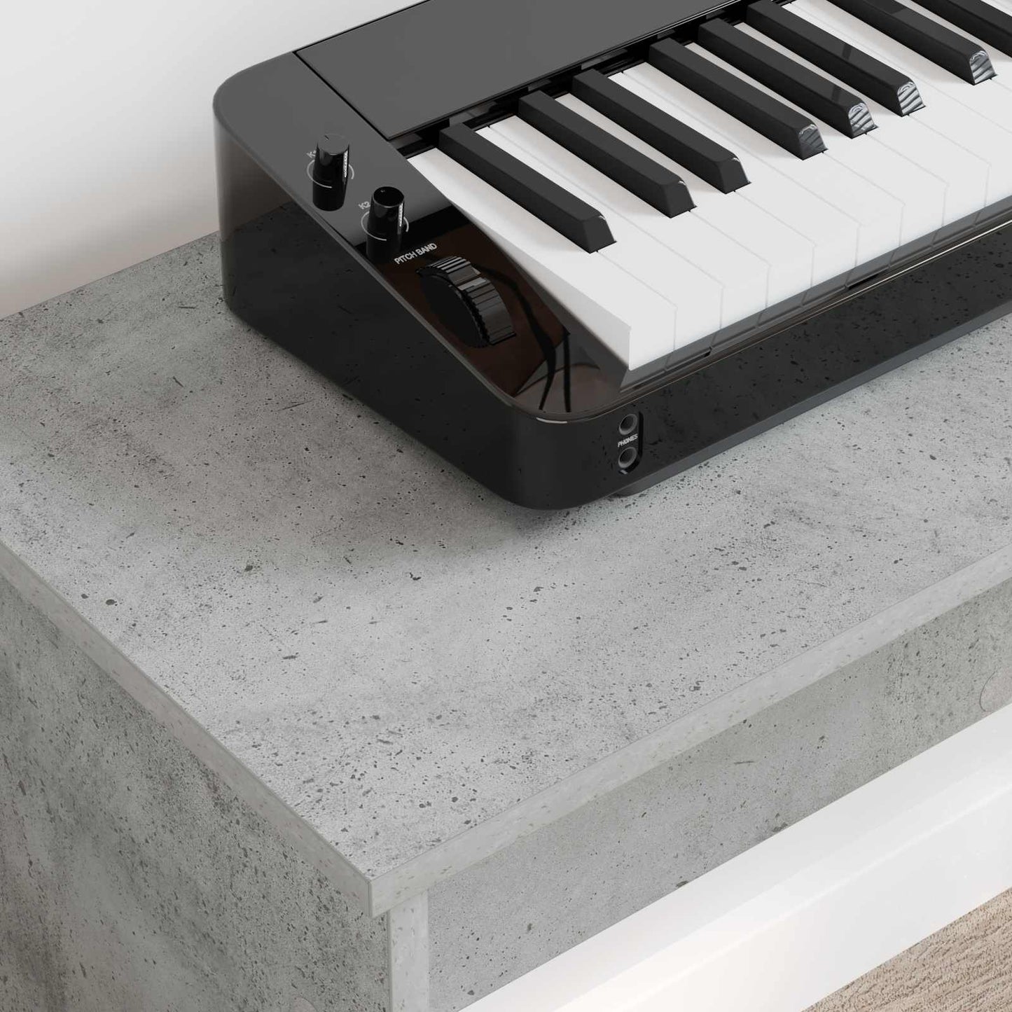 Keyboardstand Beton Grijs 100 x 32 x 64 cm Bewerkt hout is nu te koop bij PeponiXL, paradijselijk wonen!