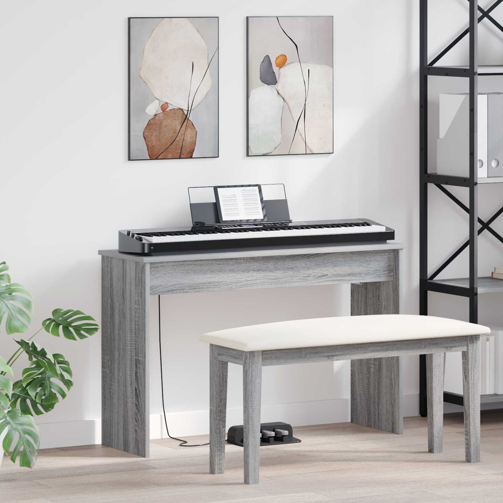 Keyboardstand Grijs Sonoma 100 x 32 x 64 cm Bewerkt hout is nu te koop bij PeponiXL, paradijselijk wonen!