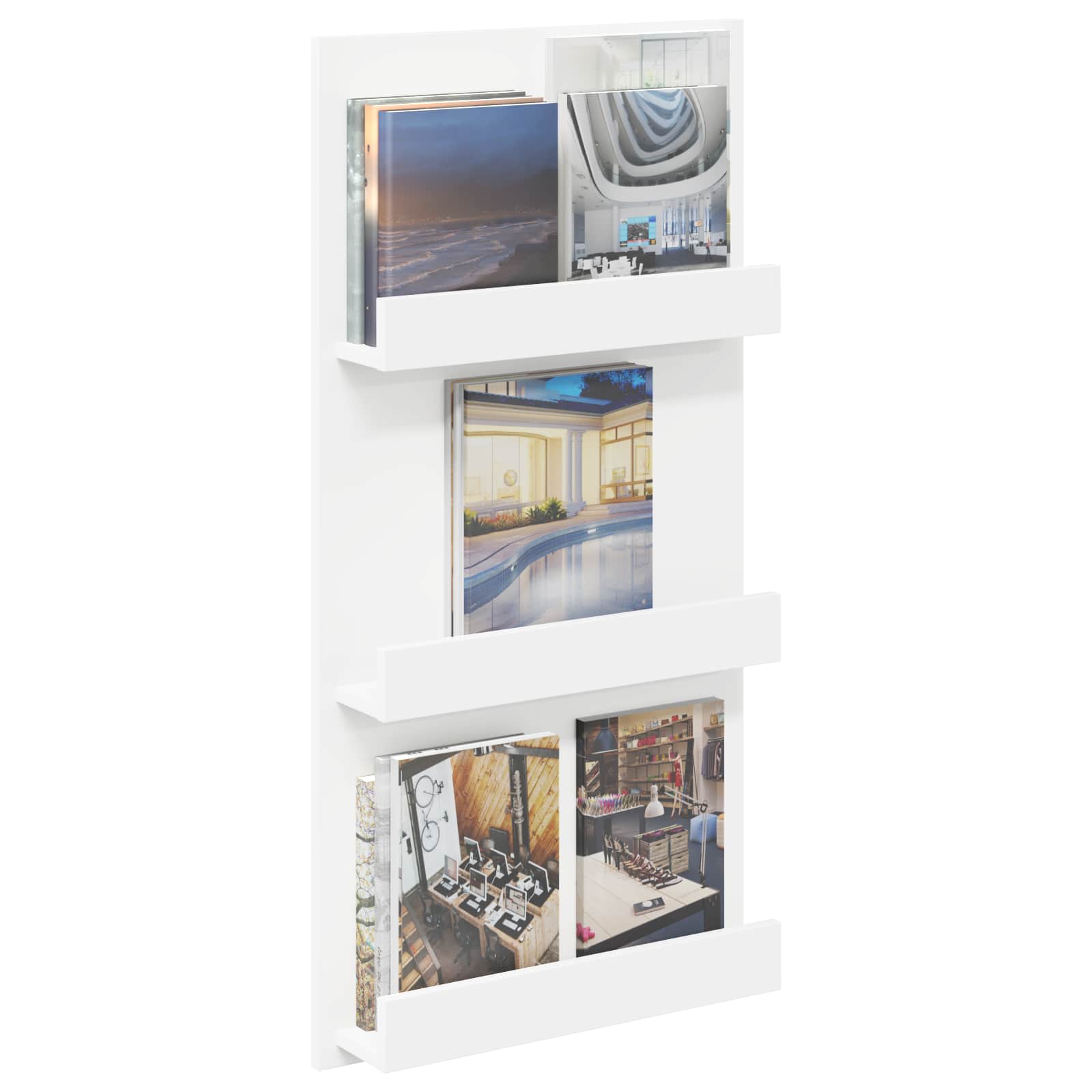 Tijdschrift Rek met plank Wit 51 x 11 x 102 cm Bewerkt hout is nu te koop bij PeponiXL, paradijselijk wonen!