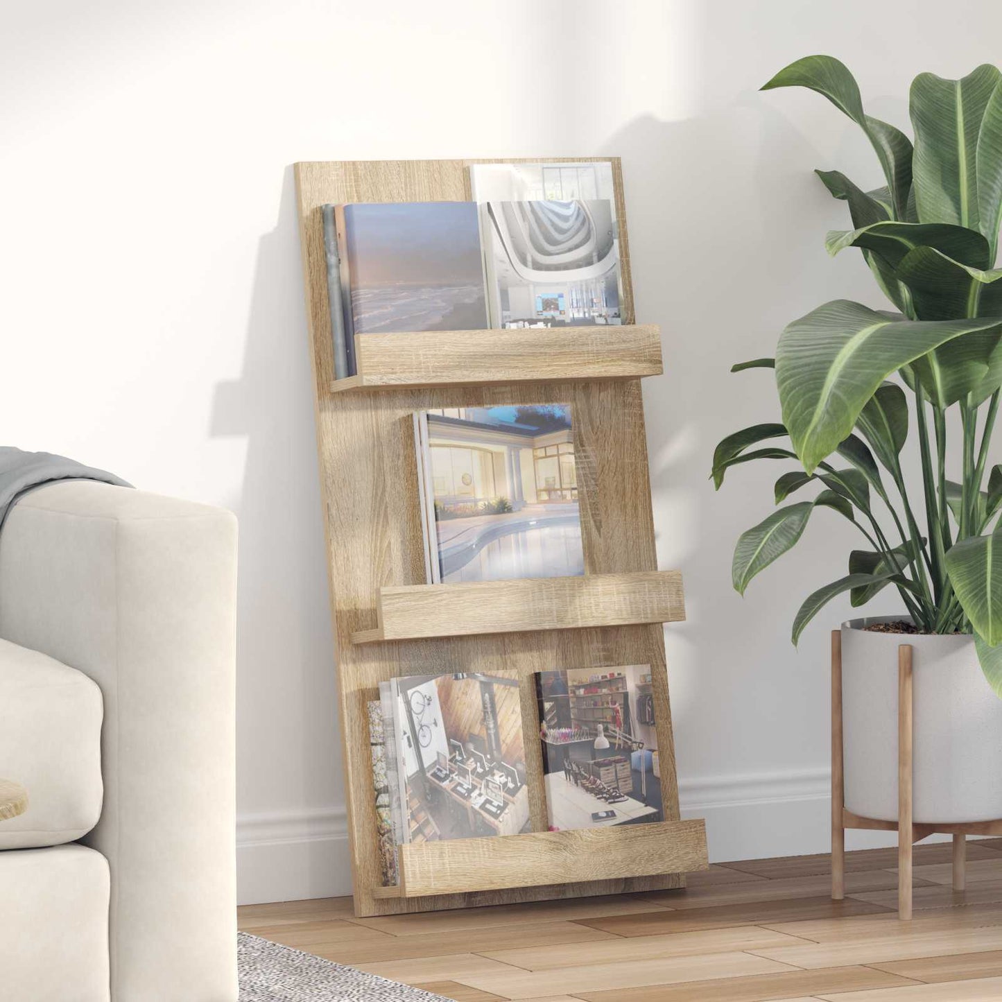Tijdschrift Rek Sonoma Eiken 51 x 11 x 102 cm Bewerkt hout is nu te koop bij PeponiXL, paradijselijk wonen!