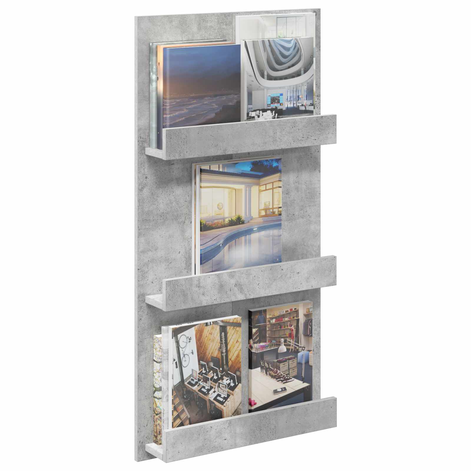Tijdschrift Rek Beton Grijs 51 x 11 x 102 cm Bewerkt hout is nu te koop bij PeponiXL, paradijselijk wonen!