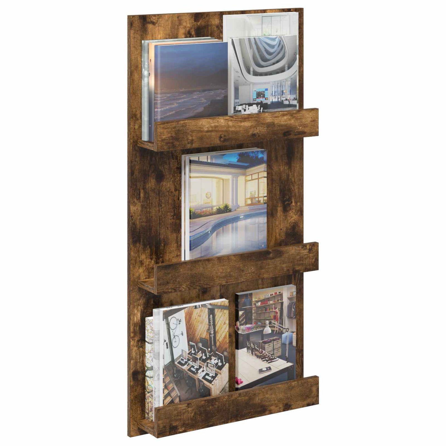 Tijdschrift Rek Gerookt eiken 51 x 11 x 102 cm Bewerkt hout is nu te koop bij PeponiXL, paradijselijk wonen!