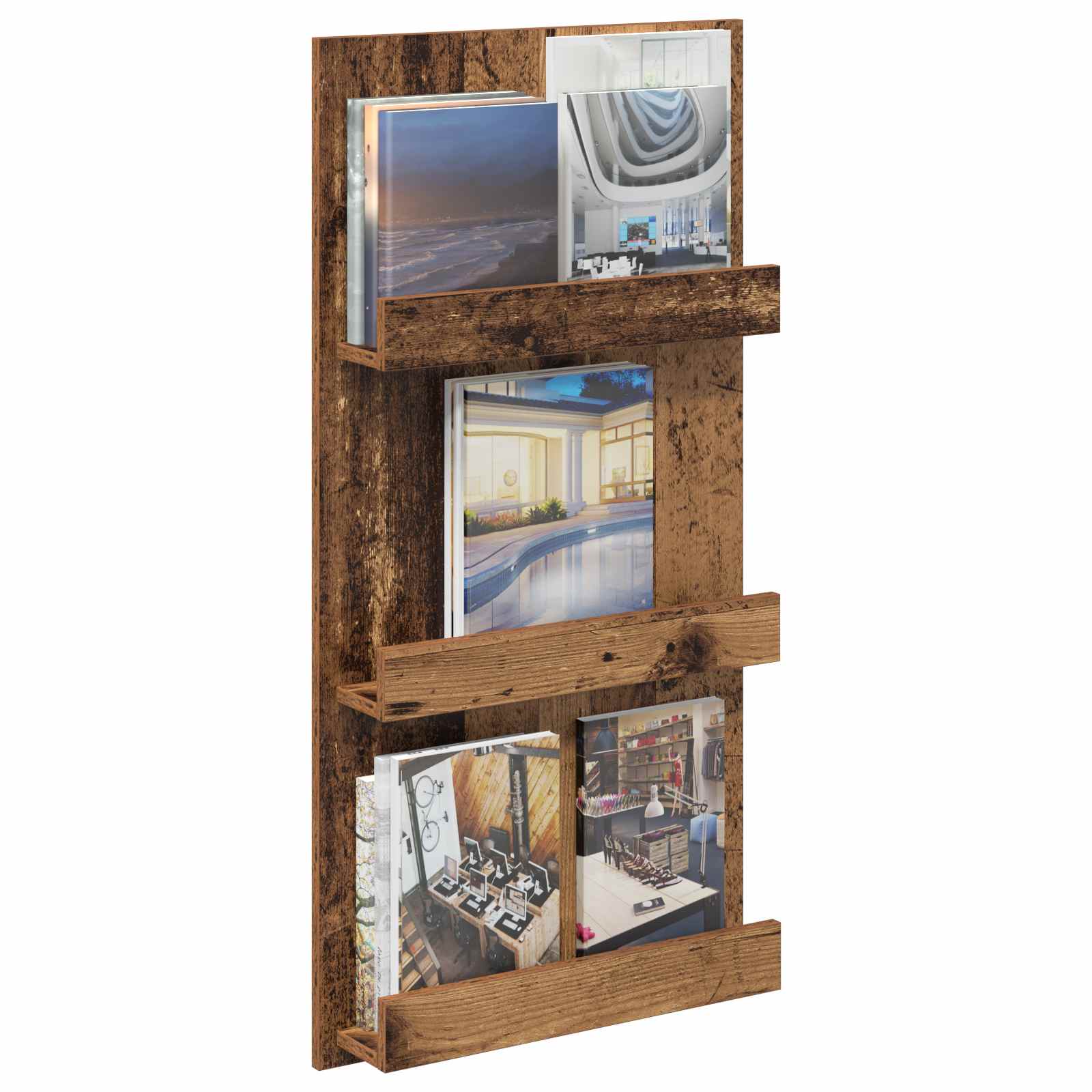 Tijdschrift Rek met plank Oudhout 51 x 11 x 102 cm Bewerkt hout is nu te koop bij PeponiXL, paradijselijk wonen!