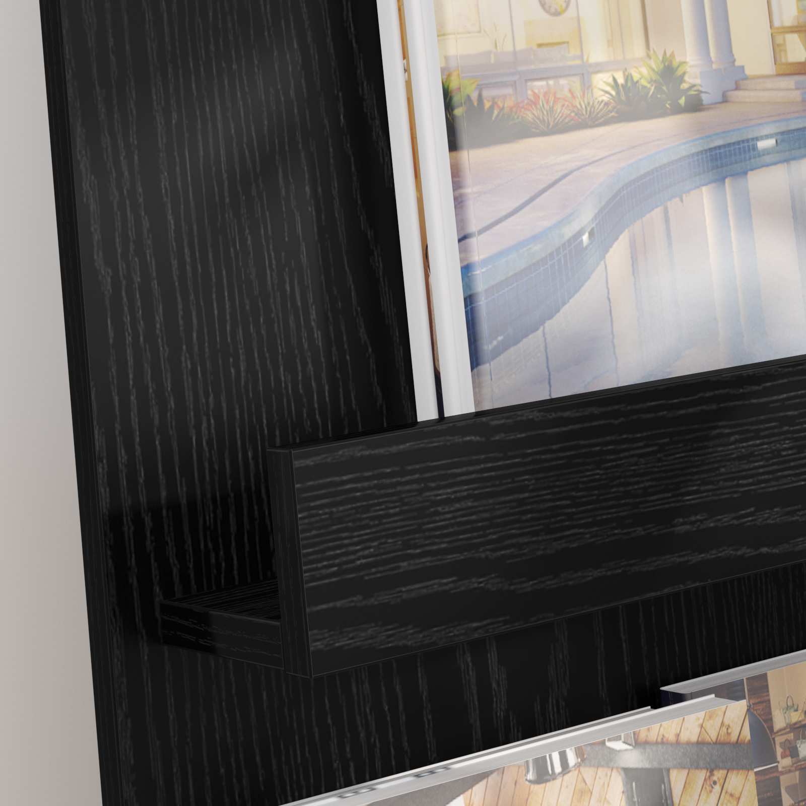 Tijdschrift Rek Zwart Eiken 43 x 11 x 102 cm Bewerkt hout is nu te koop bij PeponiXL, paradijselijk wonen!