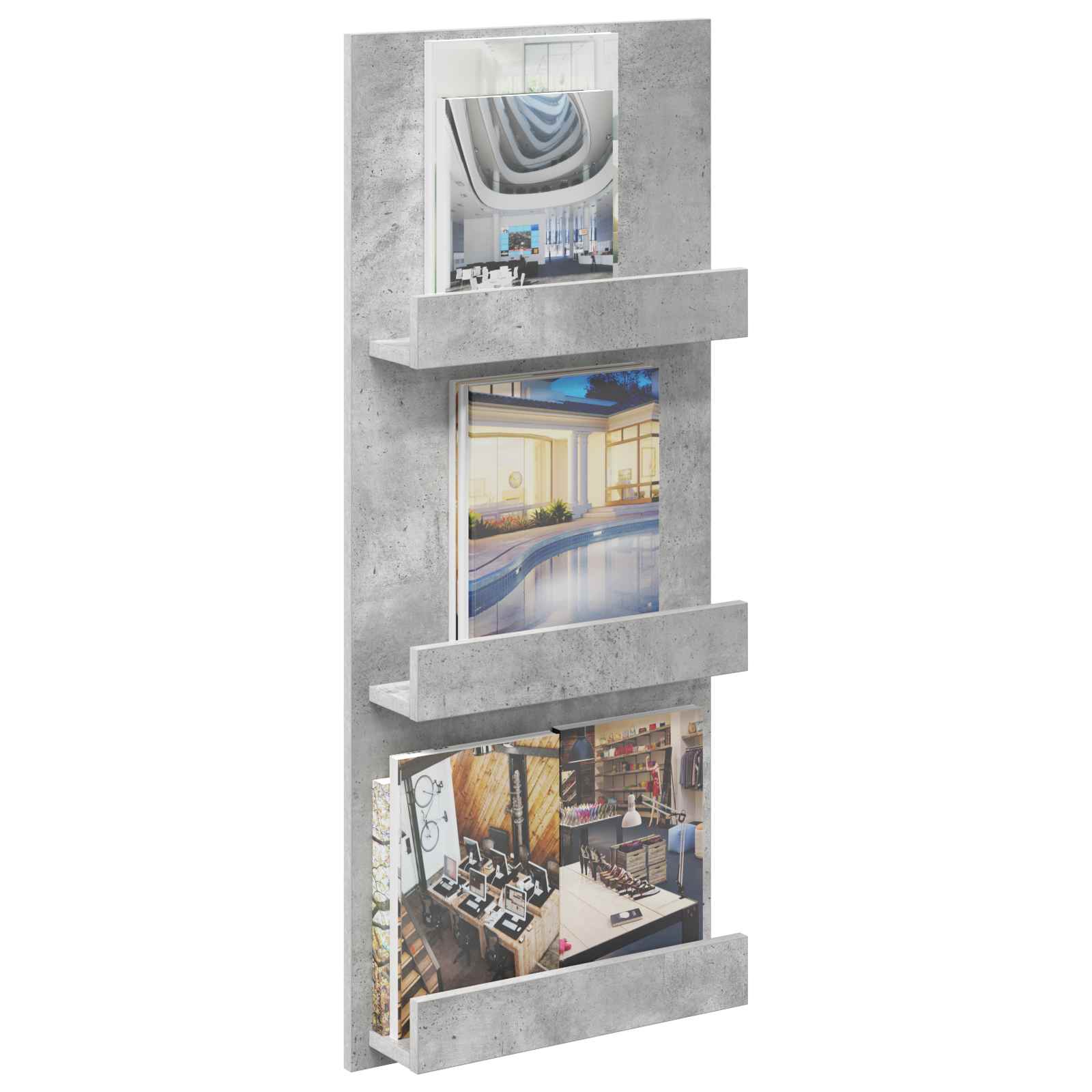 Tijdschrift Rek Beton Grijs 43 x 11 x 102 cm Bewerkt hout is nu te koop bij PeponiXL, paradijselijk wonen!