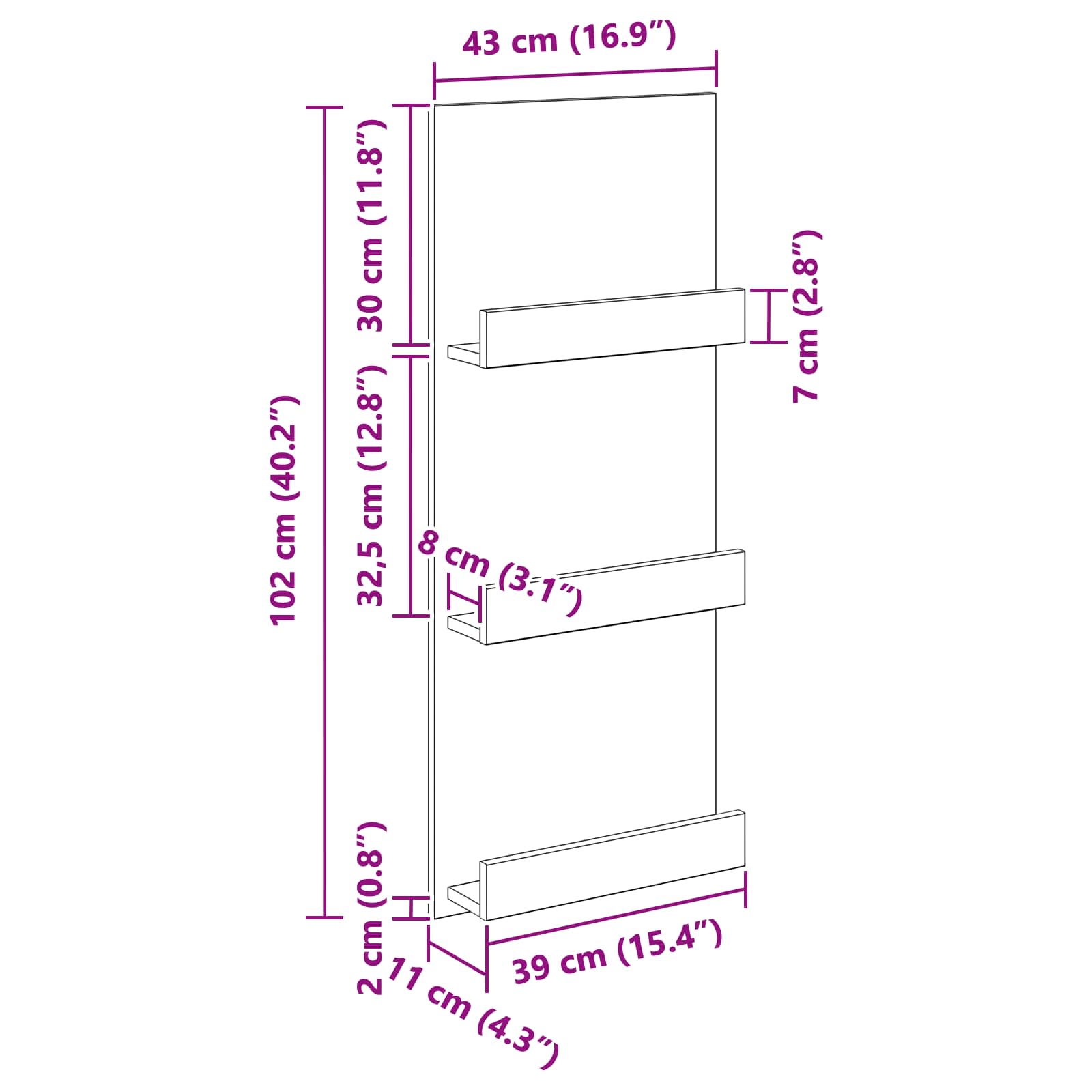 Tijdschrift Rek Beton Grijs 43 x 11 x 102 cm Bewerkt hout is nu te koop bij PeponiXL, paradijselijk wonen!