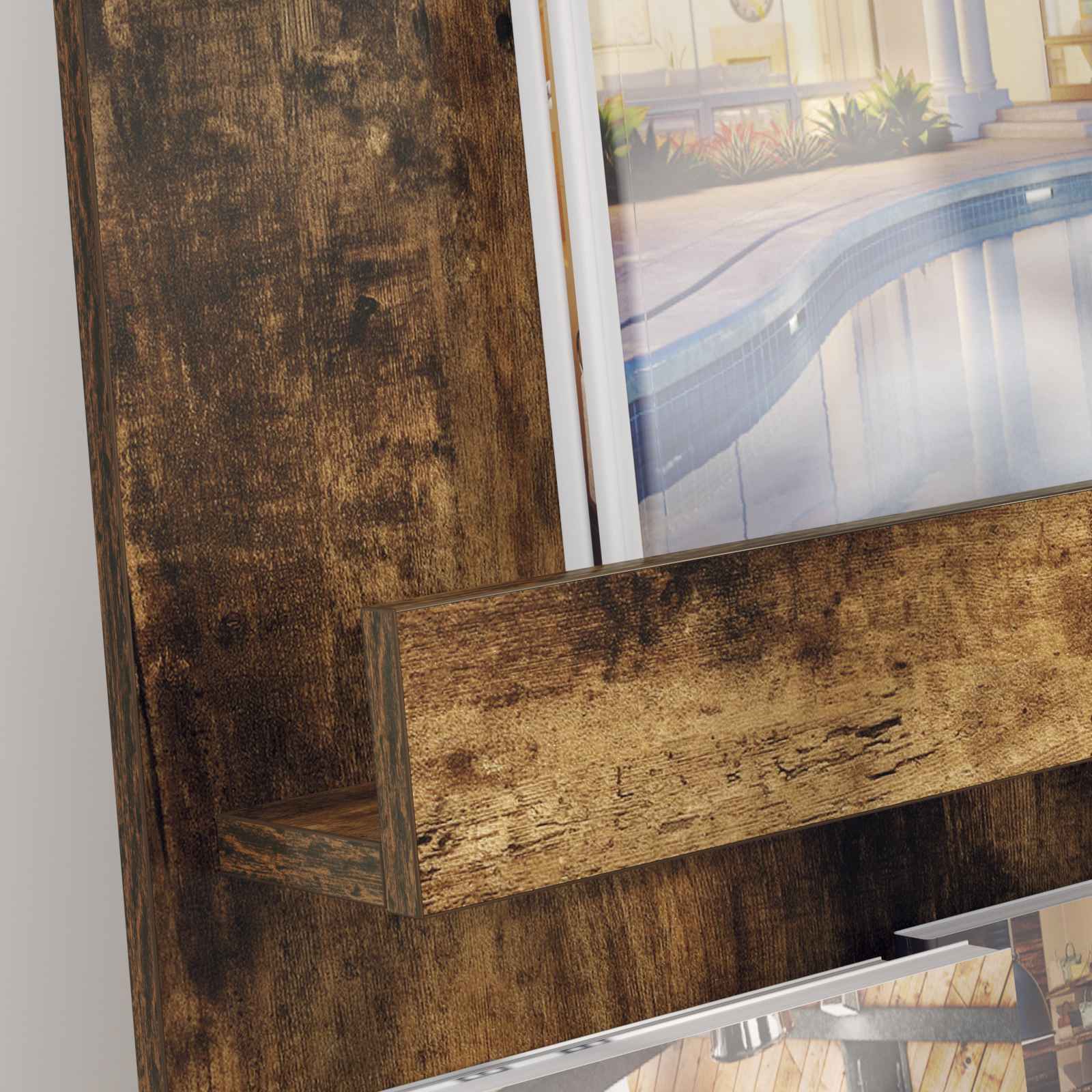 Tijdschrift Rek Gerookt eiken 43 x 11 x 102 cm Bewerkt hout is nu te koop bij PeponiXL, paradijselijk wonen!