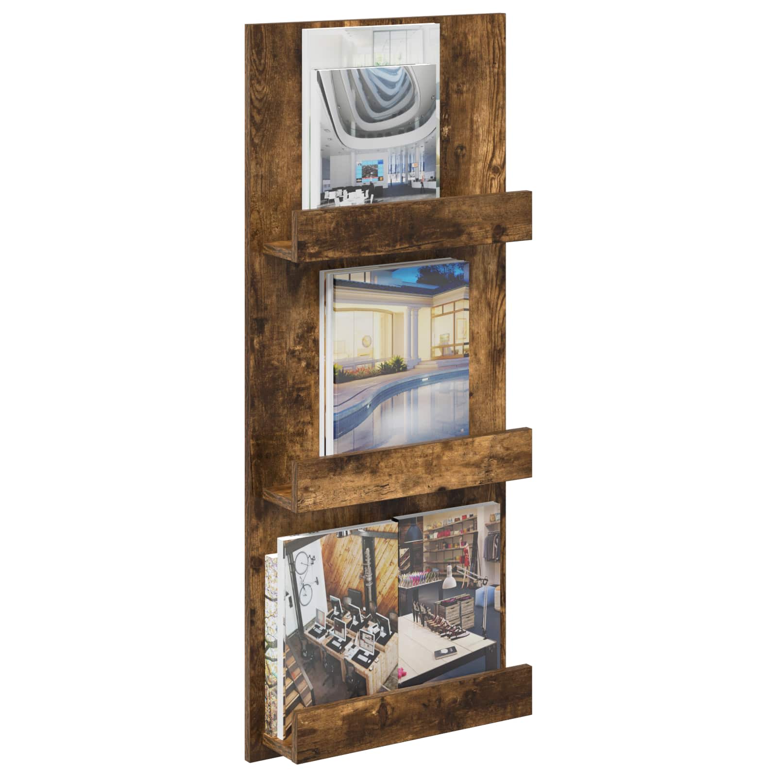 Tijdschrift Rek Gerookt eiken 43 x 11 x 102 cm Bewerkt hout is nu te koop bij PeponiXL, paradijselijk wonen!