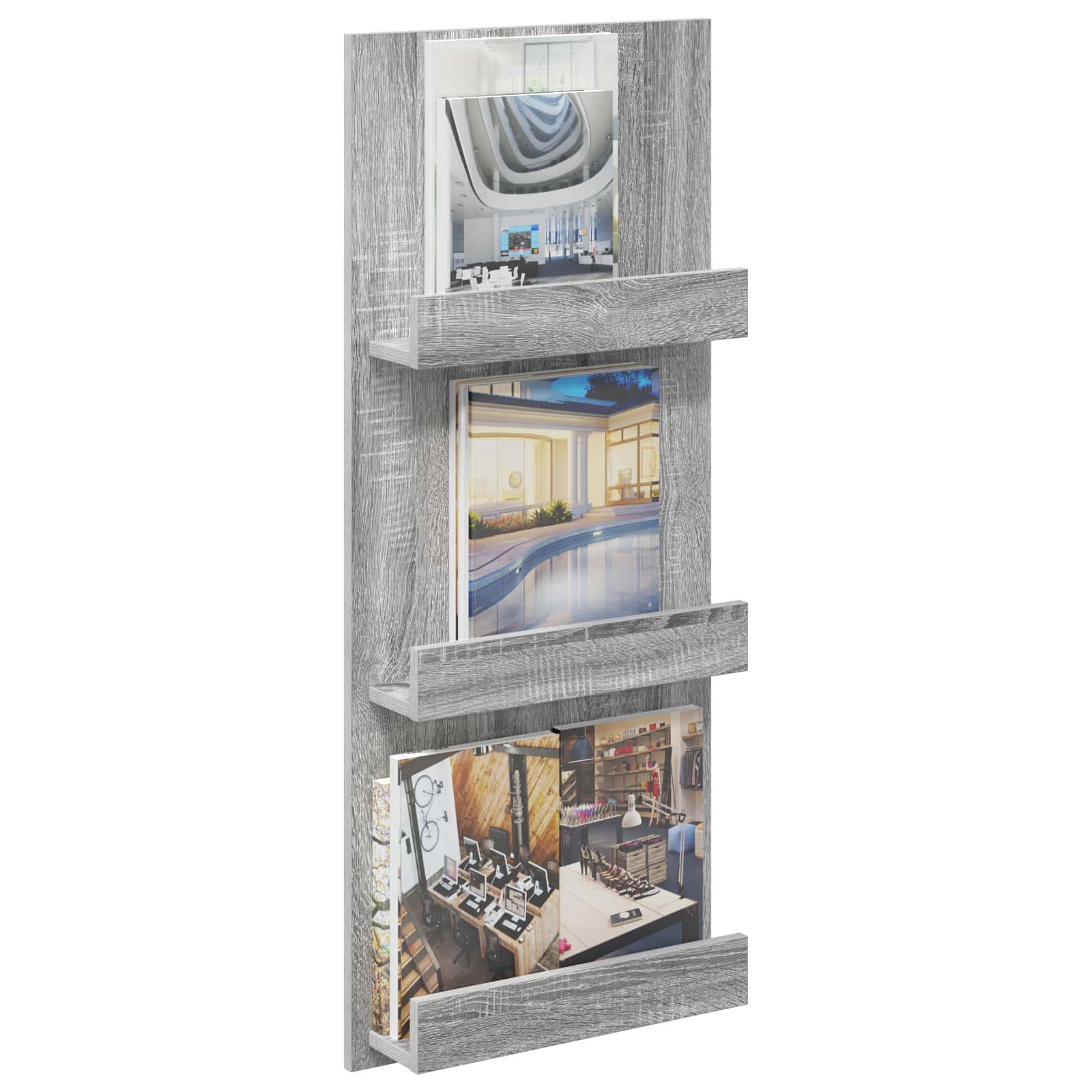 Tijdschrift Rek Grijs Sonoma 43 x 11 x 102 cm Bewerkt hout is nu te koop bij PeponiXL, paradijselijk wonen!