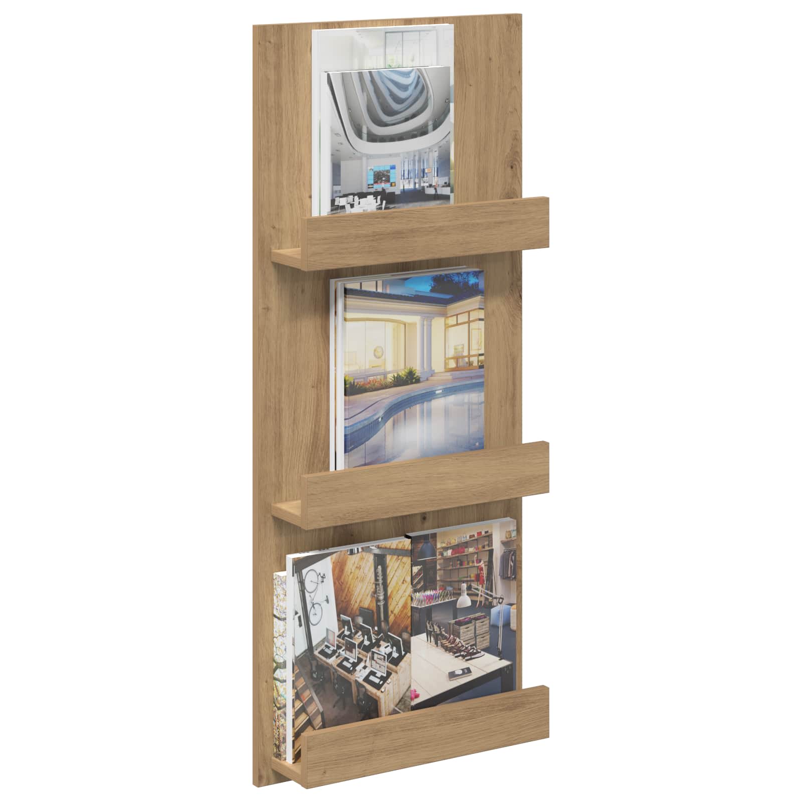 Tijdschrift Rek Artisan Eiken 43 x 11 x 102 cm Bewerkt hout is nu te koop bij PeponiXL, paradijselijk wonen!