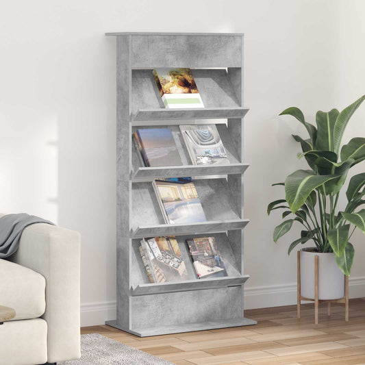 Tijdschrift Rek Beton Grijs 70 x 41 x 156 cm Bewerkt hout is nu te koop bij PeponiXL, paradijselijk wonen!