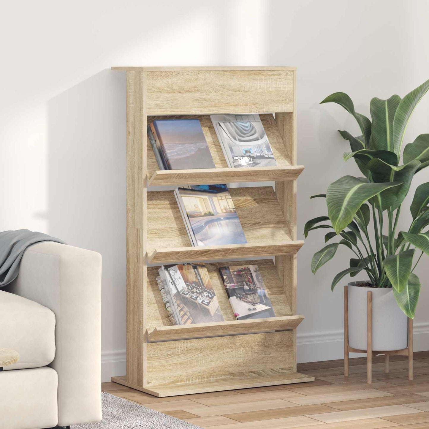 Tijdschrift Rek Sonoma Eiken 70 x 41 x 126 cm Bewerkt hout is nu te koop bij PeponiXL, paradijselijk wonen!