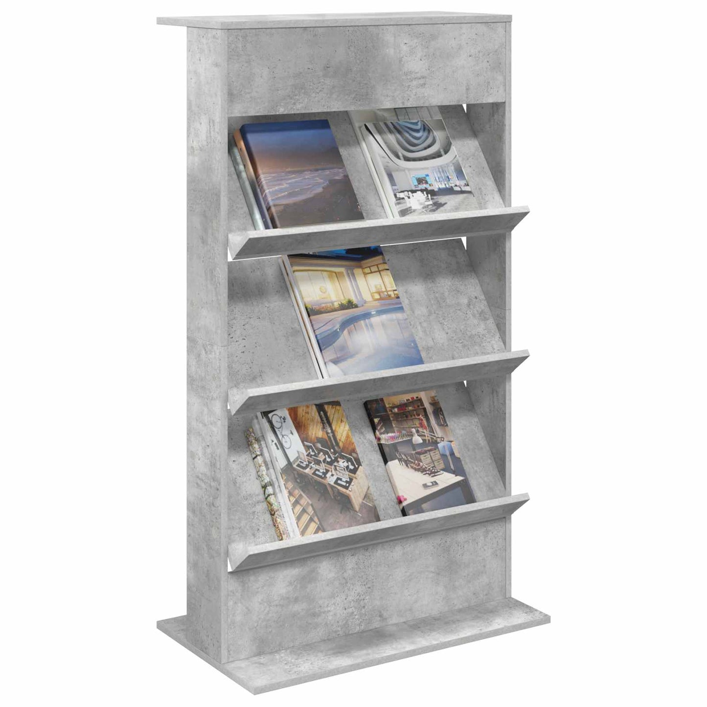 Tijdschrift Rek Beton Grijs 70 x 41 x 126 cm Bewerkt hout is nu te koop bij PeponiXL, paradijselijk wonen!