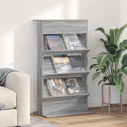Tijdschrift Rek Grijs Sonoma 70 x 41 x 126 cm Bewerkt hout is nu te koop bij PeponiXL, paradijselijk wonen!