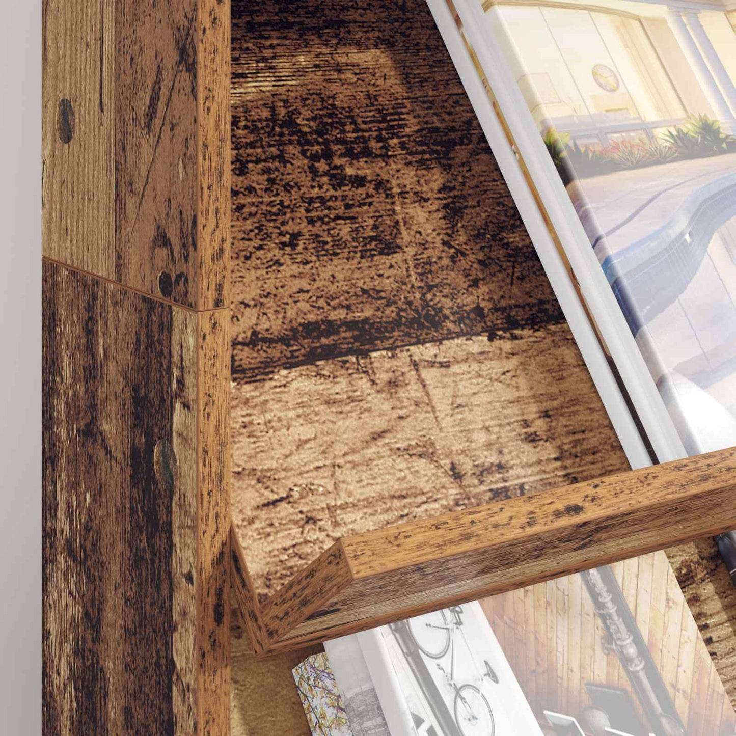 Tijdschrift Rek met plank Oudhout 70 x 41 x 126 cm Bewerkt hout is nu te koop bij PeponiXL, paradijselijk wonen!