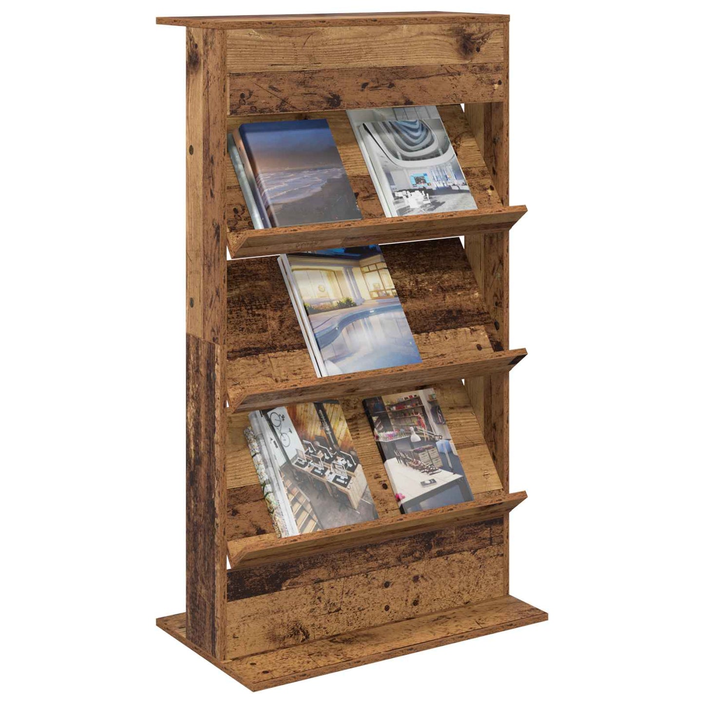 Tijdschrift Rek met plank Oudhout 70 x 41 x 126 cm Bewerkt hout is nu te koop bij PeponiXL, paradijselijk wonen!