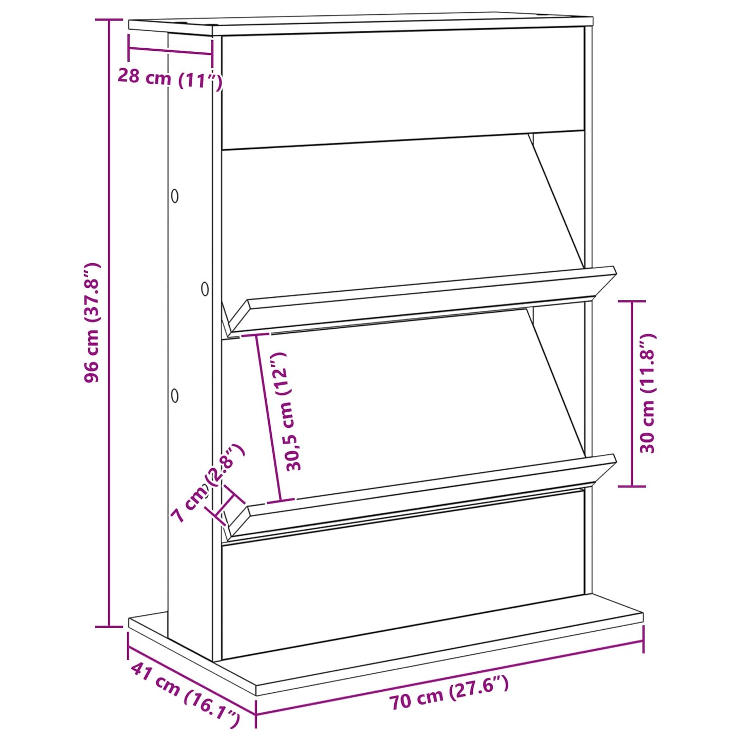 Tijdschrift Rek Sonoma Eiken 70 x 41 x 96 cm Bewerkt hout is nu te koop bij PeponiXL, paradijselijk wonen!