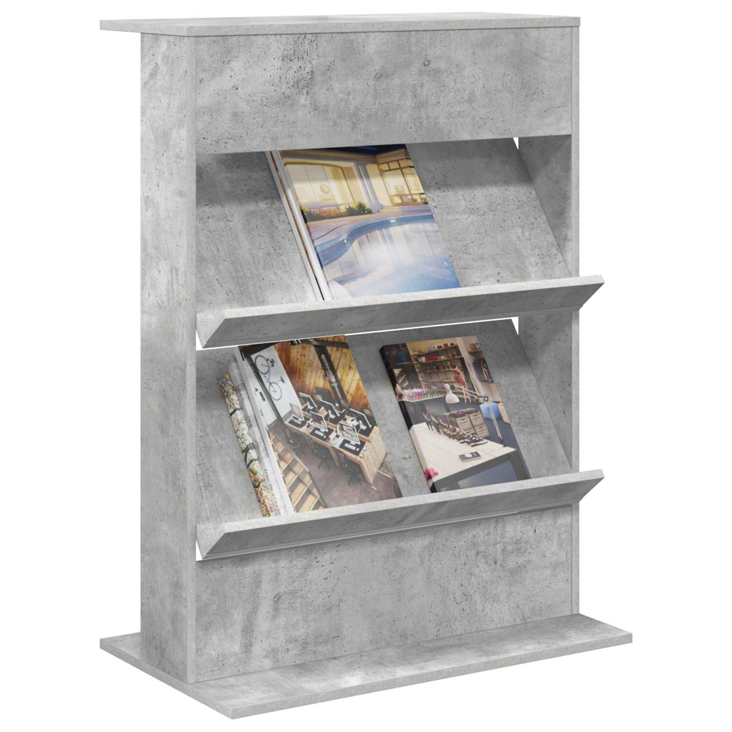 Tijdschrift Rek Beton Grijs 70 x 41 x 96 cm Bewerkt hout is nu te koop bij PeponiXL, paradijselijk wonen!
