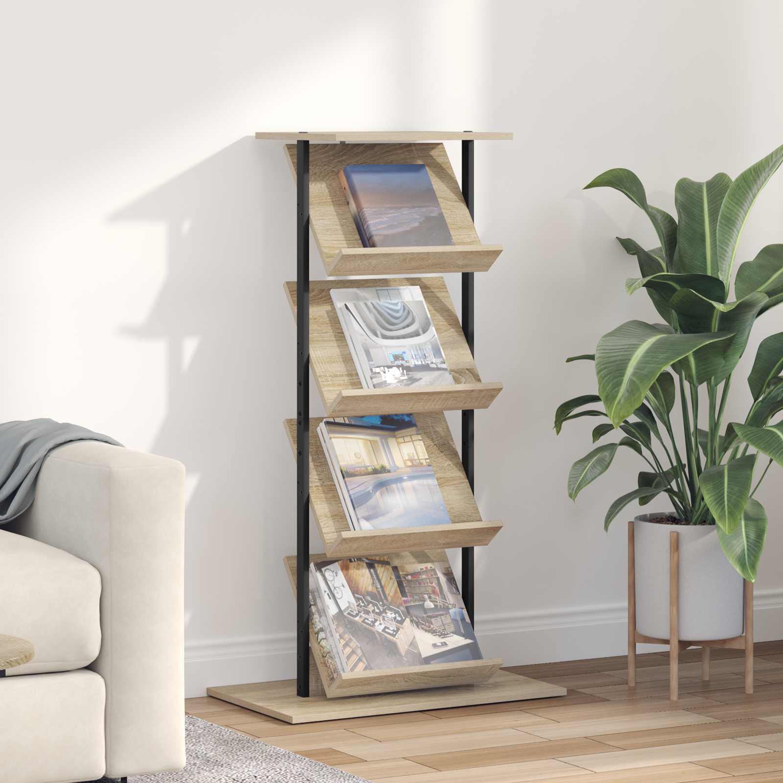 Tijdschrift Rek Sonoma Eiken 68 x 40 x 123.5 cm Bewerkt hout is nu te koop bij PeponiXL, paradijselijk wonen!