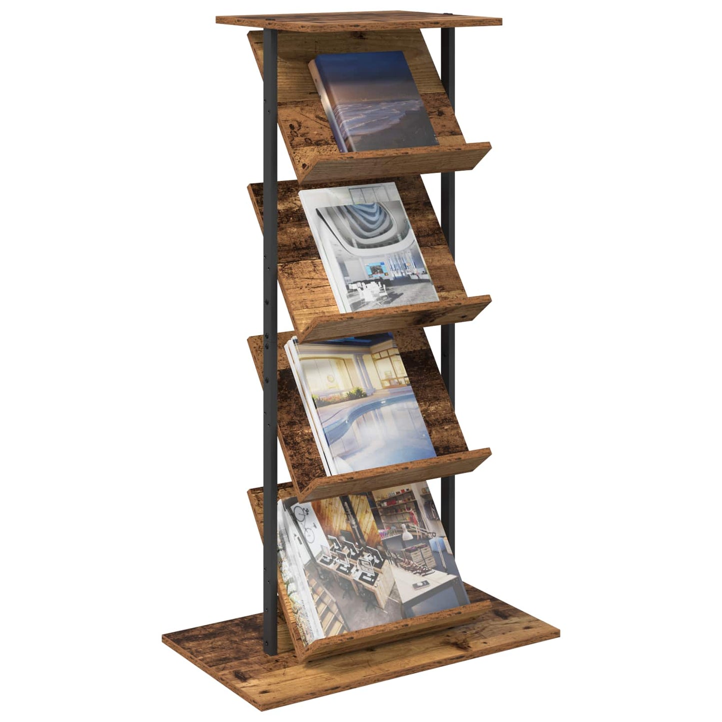 Tijdschrift Rek Oudhout 68 x 40 x 123.5 cm Bewerkt hout is nu te koop bij PeponiXL, paradijselijk wonen!
