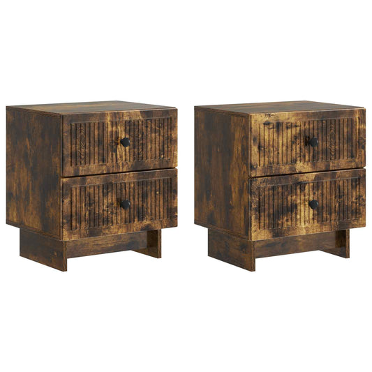 Nachtkastje met lade 2 pcs Gerookt eiken 43 x 34,5 x 47,5 cm is nu te koop bij PeponiXL, paradijselijk wonen!