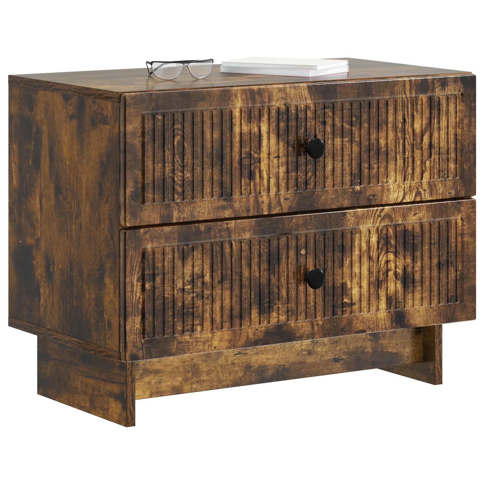 Nachtkastje Gerookt eiken 62 x 34,5 x 47,5 cm Bewerkt hout is nu te koop bij PeponiXL, paradijselijk wonen!