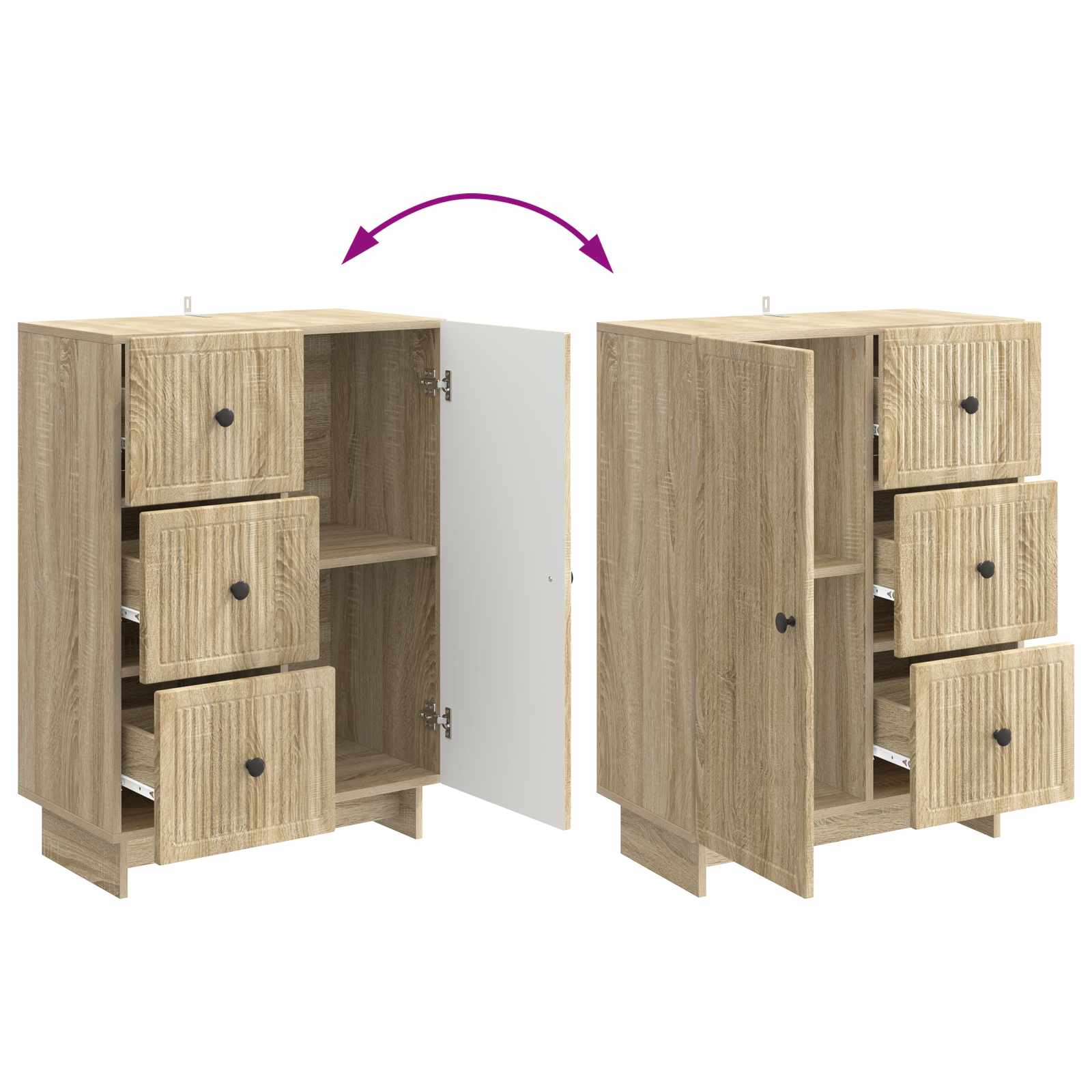 Dressoir met lade Sonoma Eiken 66 x 34,5 x 90 cm Bewerkt hout is nu te koop bij PeponiXL, paradijselijk wonen!