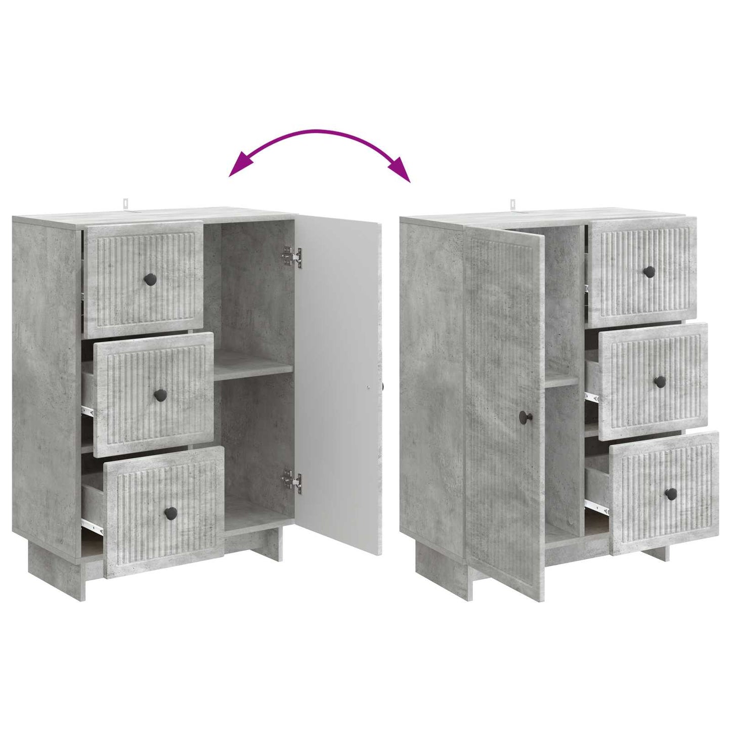 Dressoir met lade Betongrijs 66 x 34,5 x 90 cm Bewerkt hout is nu te koop bij PeponiXL, paradijselijk wonen!