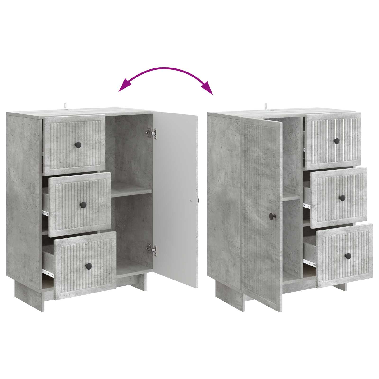 Dressoir met lade Betongrijs 66 x 34,5 x 90 cm Bewerkt hout is nu te koop bij PeponiXL, paradijselijk wonen!