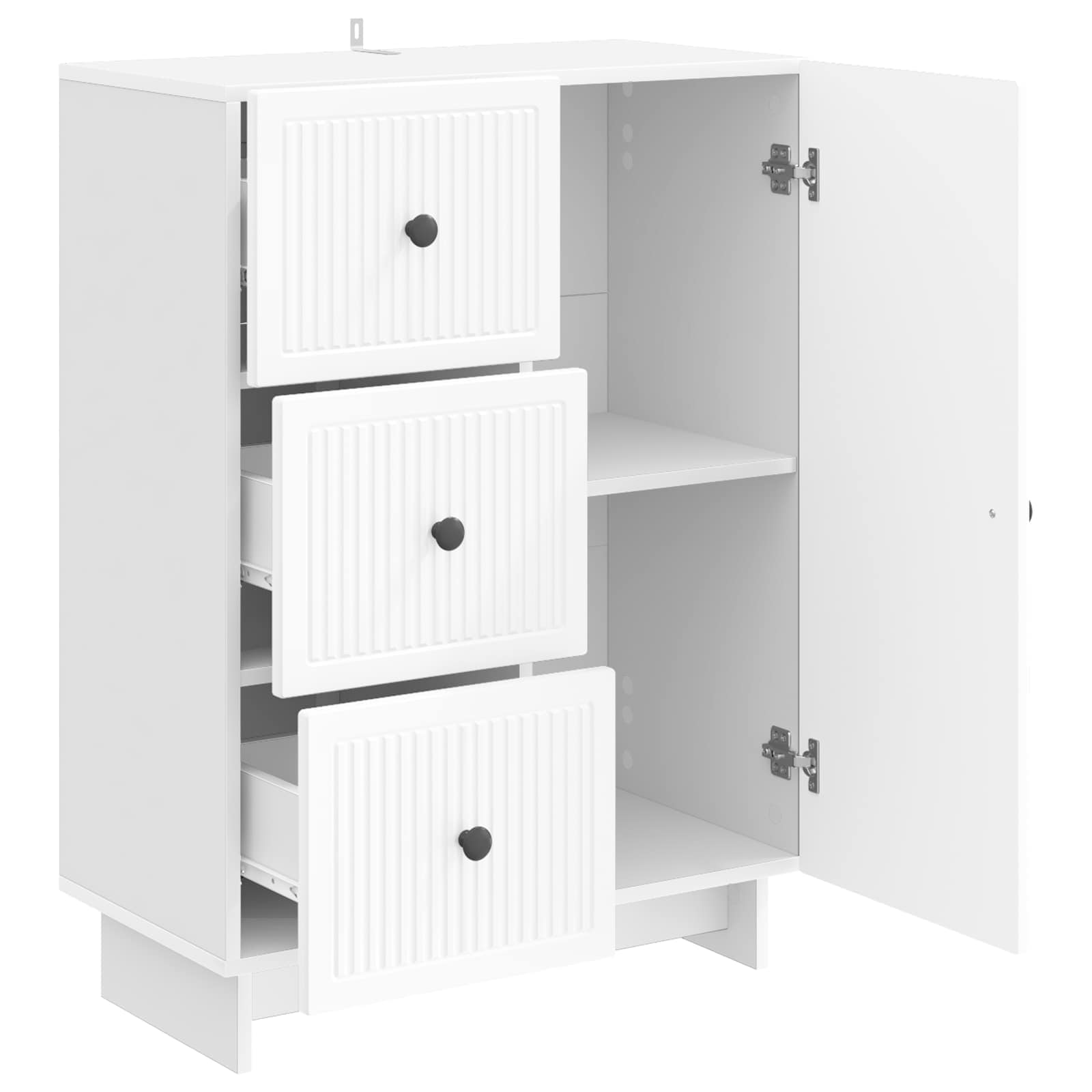 Dressoir met lade Hoogglans Wit 66 x 34,5 x 90 cm Bewerkt hout is nu te koop bij PeponiXL, paradijselijk wonen!