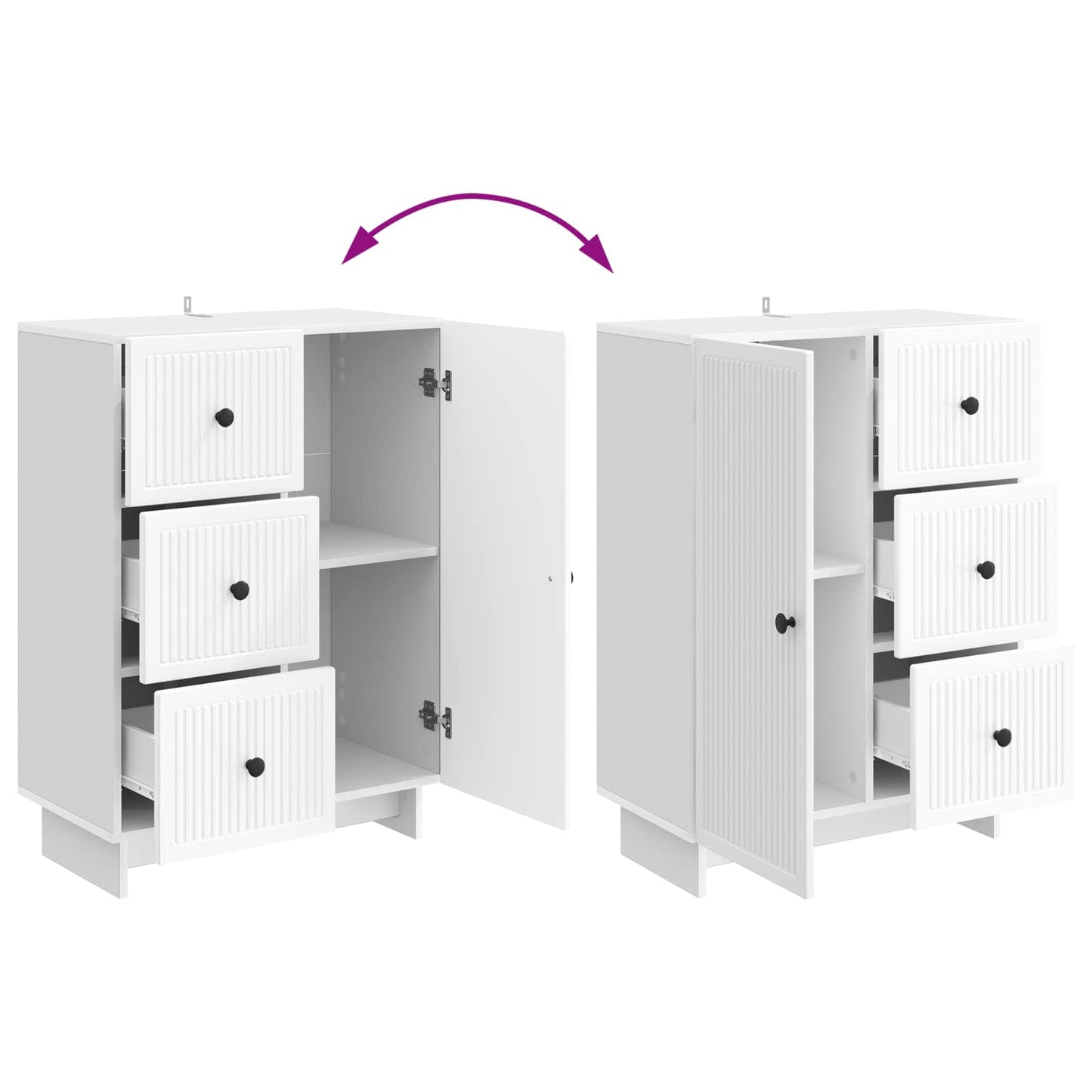 Dressoir met lade Hoogglans Wit 66 x 34,5 x 90 cm Bewerkt hout is nu te koop bij PeponiXL, paradijselijk wonen!