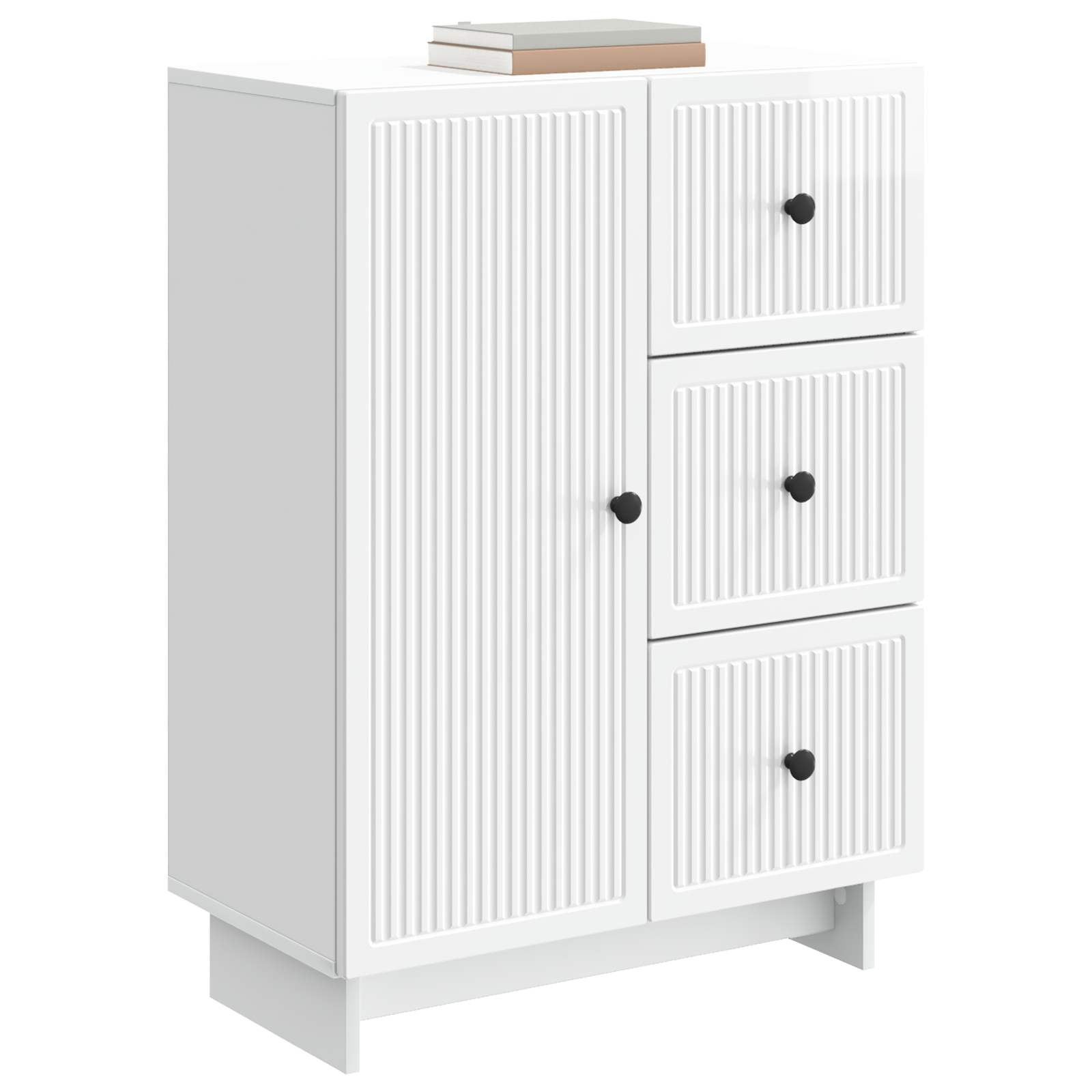Dressoir met lade Hoogglans Wit 66 x 34,5 x 90 cm Bewerkt hout is nu te koop bij PeponiXL, paradijselijk wonen!