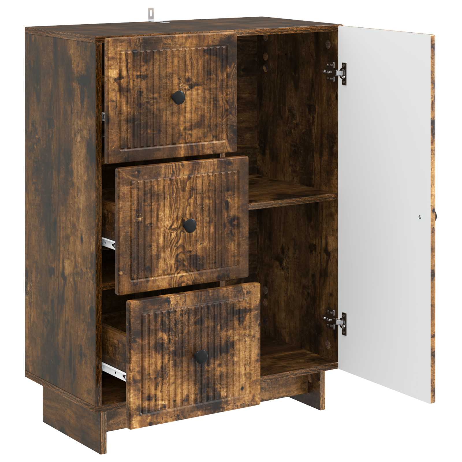 Dressoir met lade Gerookt eiken 66 x 34,5 x 90 cm Bewerkt hout is nu te koop bij PeponiXL, paradijselijk wonen!