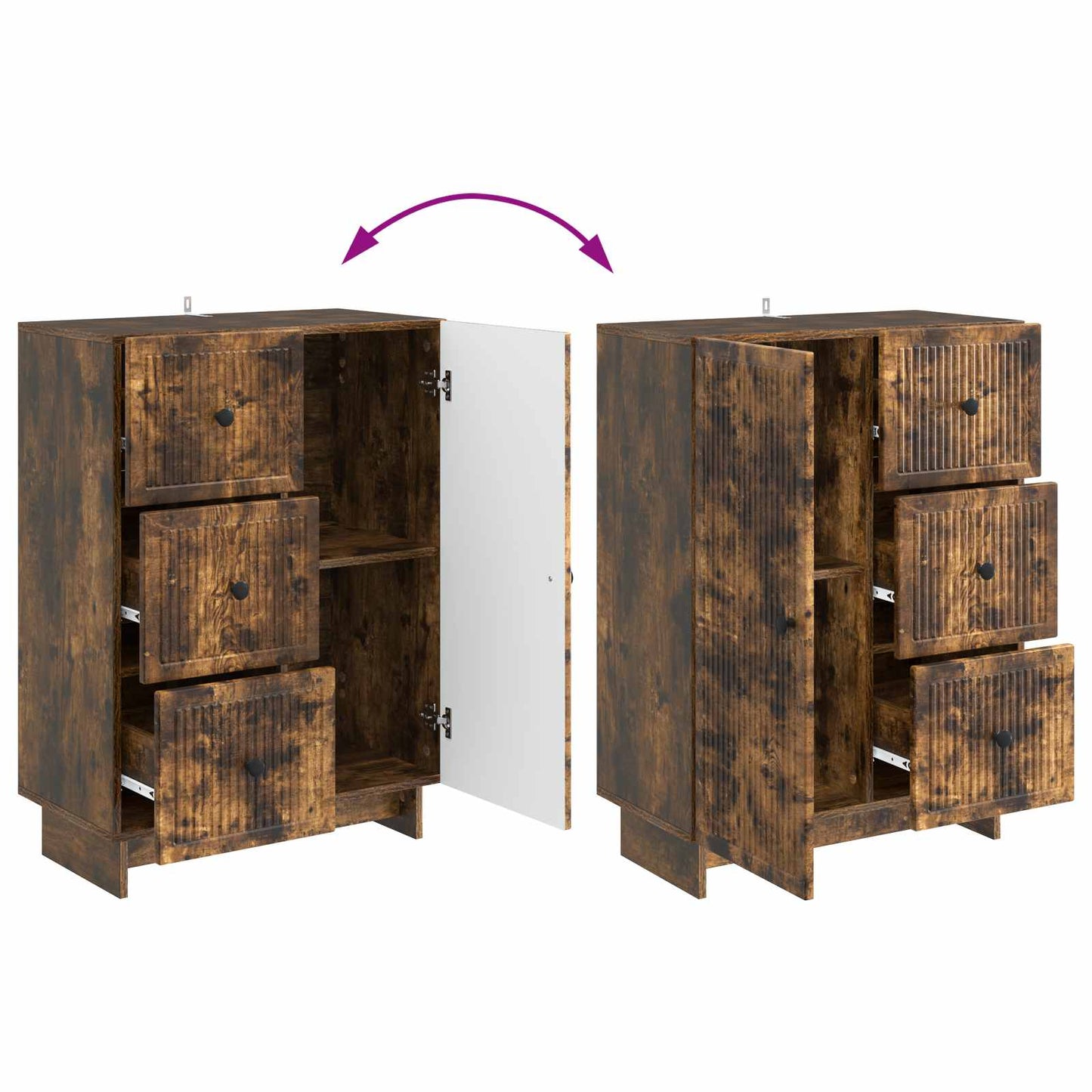 Dressoir met lade Gerookt eiken 66 x 34,5 x 90 cm Bewerkt hout is nu te koop bij PeponiXL, paradijselijk wonen!