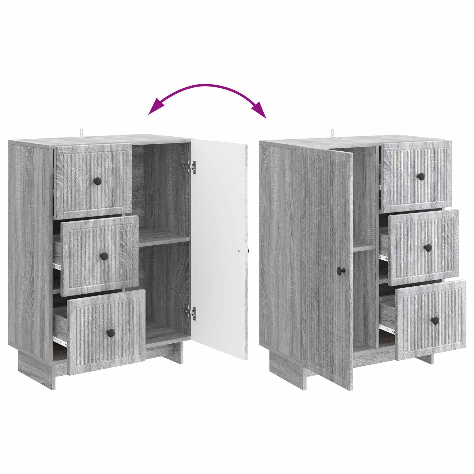 Dressoir met lade Grijs sonoma 66 x 34,5 x 90 cm Bewerkt hout is nu te koop bij PeponiXL, paradijselijk wonen!
